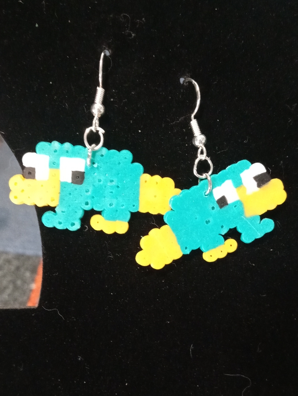 Kids Teal & Yellow Pixel Parrot Drop Earrings - Kids Accessories